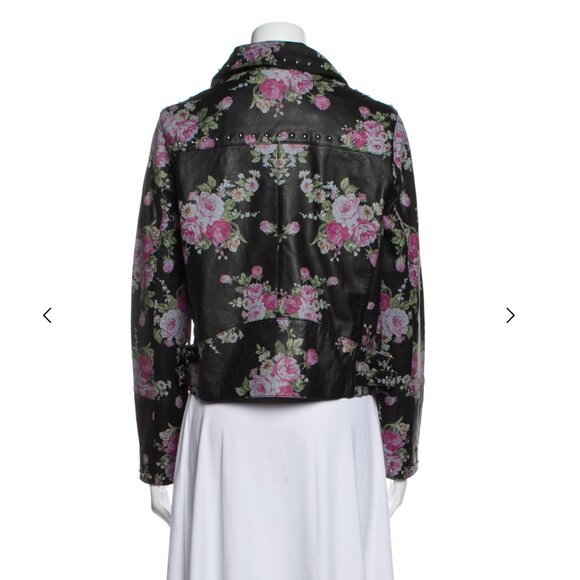 NWT Walter Baker Floral Black Leather Jacket Size M - Picture 2 of 7